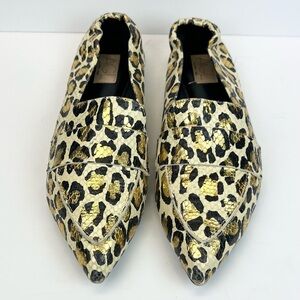 AGL Moccasin Off White Animal Print Loafer shoes 43 Pointed Toe Leather Italy